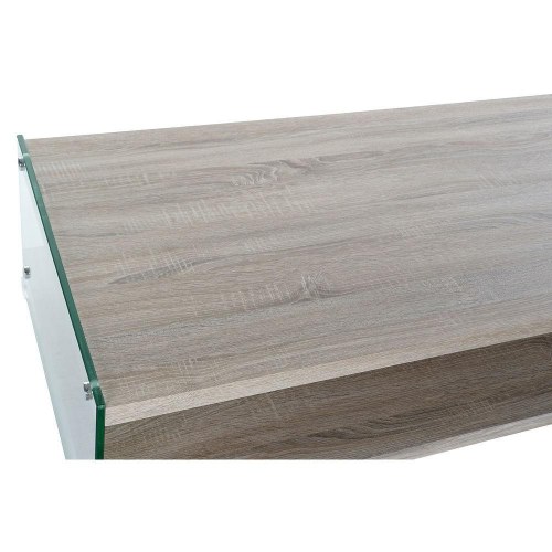 Sofabord - glas/sider og natur træ, 130 × 65 × 35,5 cm
