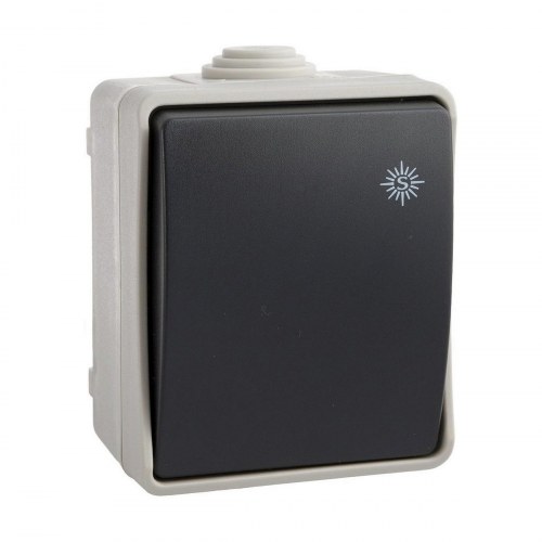 EDM Product stikkontakt IP44 - overflademonteret, grå, 6,5 × 8 × 5,5 cm