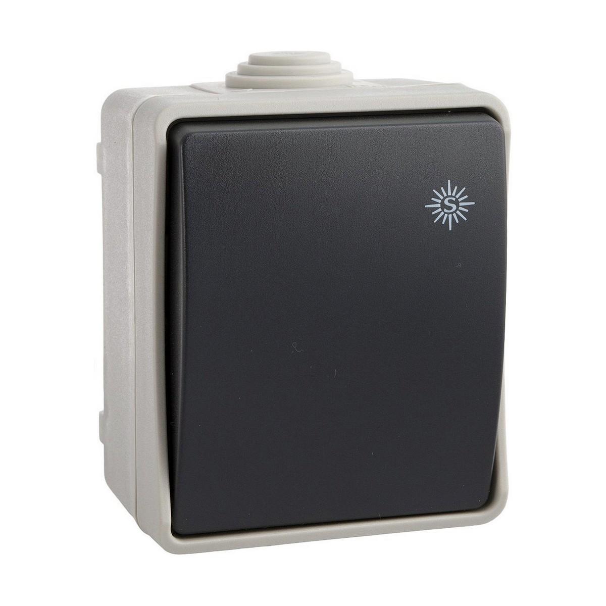 EDM Product stikkontakt IP44 - overflademonteret, grå, 6,5 × 8 × 5,5 cm