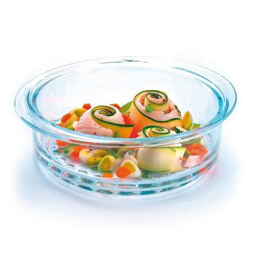 Pyrex Steam & Care ovnfad i glas - Ø 24 cm, gennemsigtig