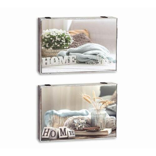 Dekorativ boks - Home, beige, træ/MDF, nedtæller (2 stk.)