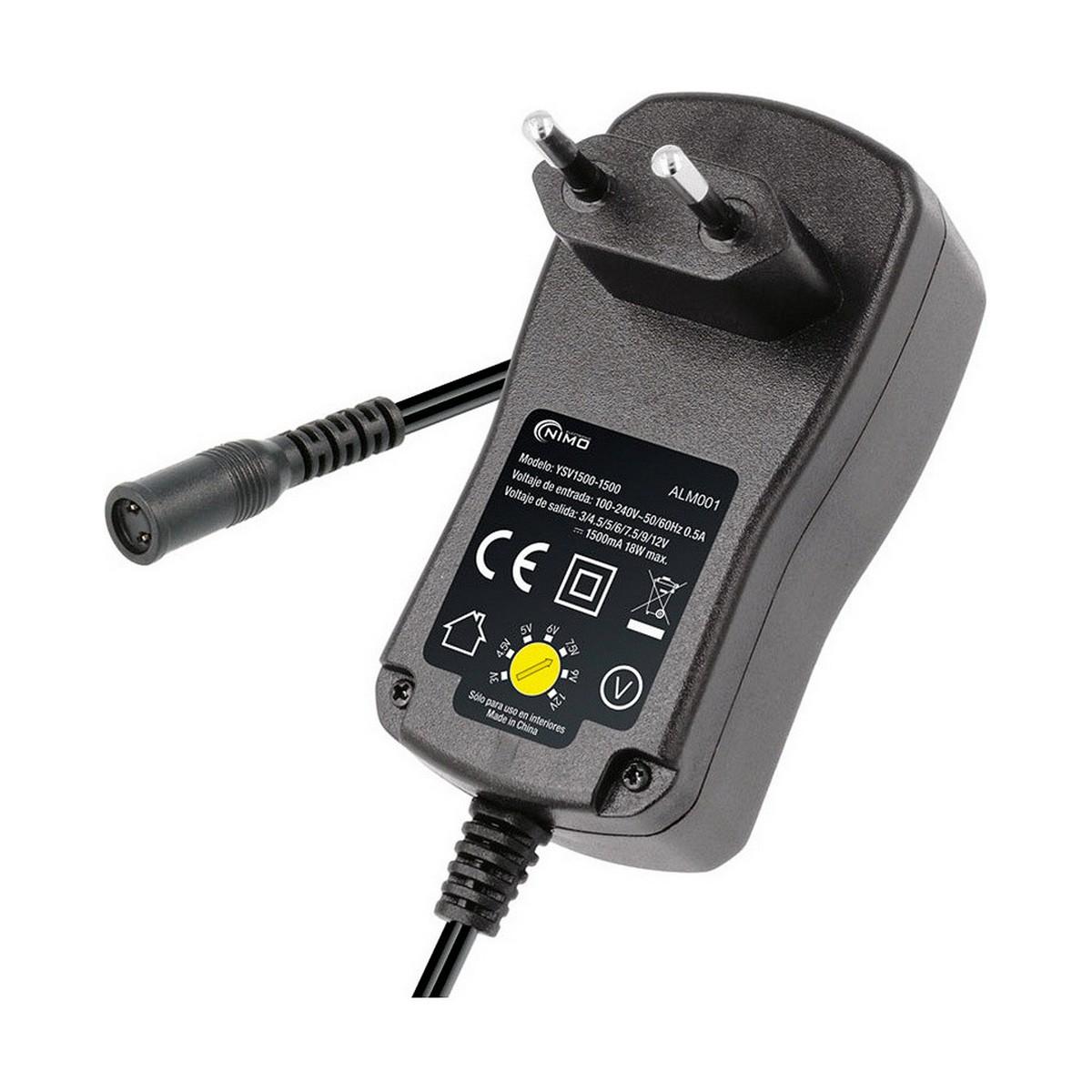 NIMO strømadapter 3-12 V, 18 W - EU-stik