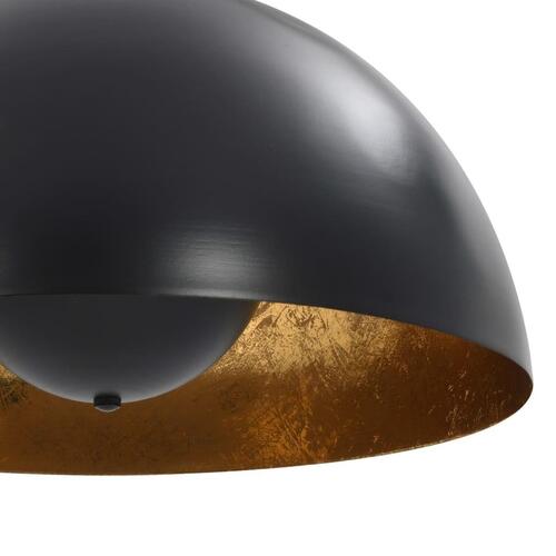 Loftslamper 2 stk. halvkugle 40 cm E27 sort og guldfarvet