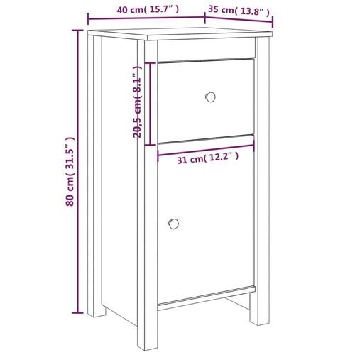 Skænk 40x35x80 cm massivt fyrretræ hvid