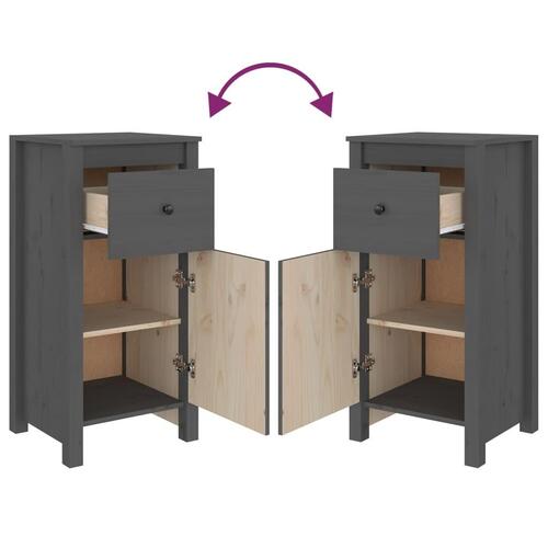 Skænk 40x35x80 cm massivt fyrretræ grå