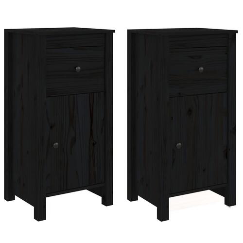 Skænke 2 stk. 40x35x80 cm massivt fyrretræ sort