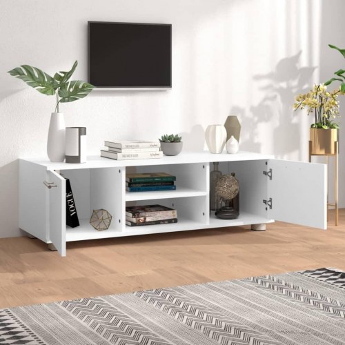 Tv-bord 110x40x35 cm konstrueret træ hvid