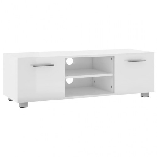 Tv-bord 110x40x35 cm konstrueret træ hvid højglans