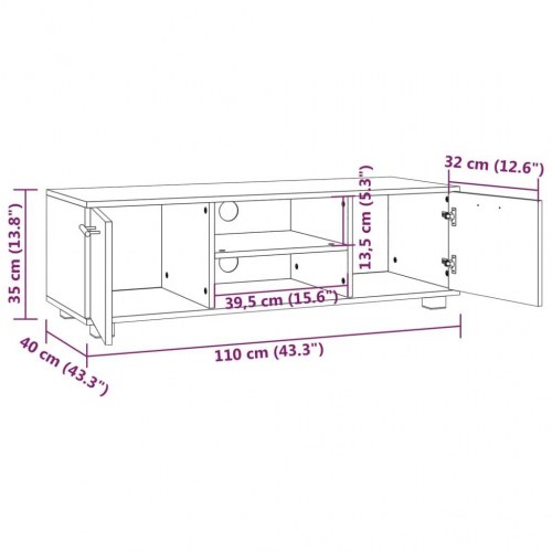 Tv-bord 110x40x35 cm konstrueret træ hvid højglans