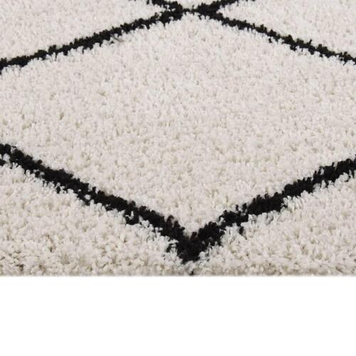 Shaggy gulvtæppe 80x150 cm høje luv sort og cremefarvet