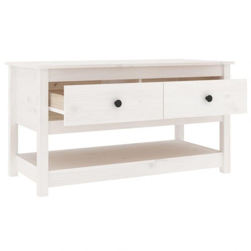Sofabord 102x49x55 cm massivt fyrretræ hvid