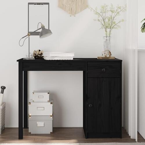 Skrivebord 100x50x75 cm massivt fyrretræ sort