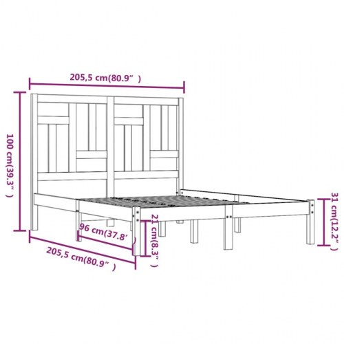 Sengeramme uden madras 200x200 cm massivt fyrretræ