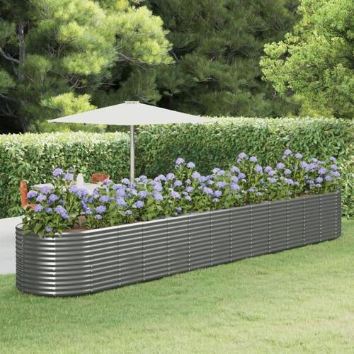 Plantekasse 554x100x68 cm pulverlakeret stål grå