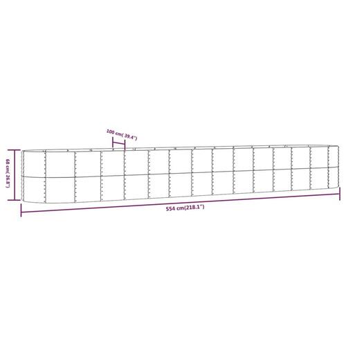 Plantekasse 554x100x68 cm pulverlakeret stål grå