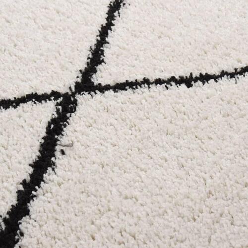 Shaggy gulvtæppe 120x170 cm høje luv sort og cremefarvet