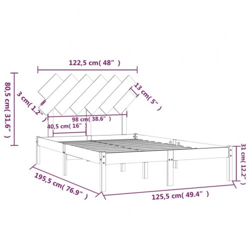 Sengeramme 120x190 cm Small Double massivt træ sort