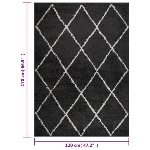 Shaggy gulvtæppe 120x170 cm høje luv cremefarvet og antracitgrå