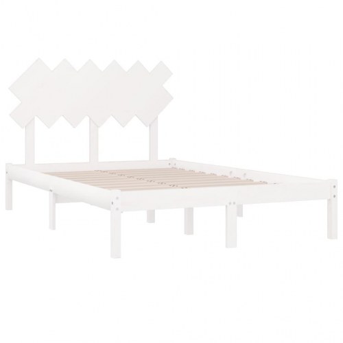 Sengeramme 120 x 200 cm i massivt fyrretræ med sengegærde - hvid