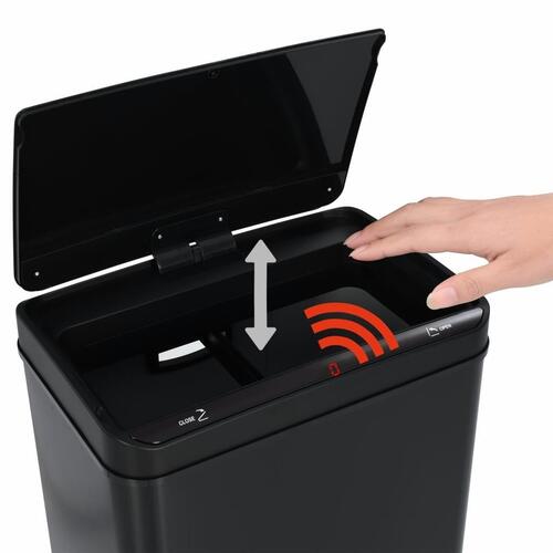 Affaldsspand med sensor sort stål 80 l