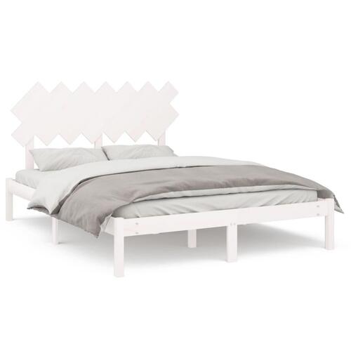 Sengeramme 150x200 cm King Size massivt træ hvid