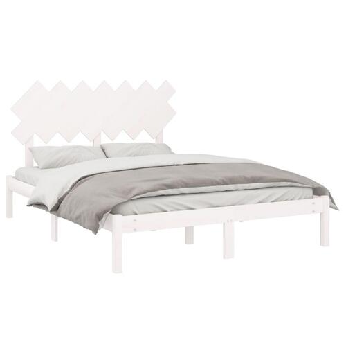 Sengeramme 150x200 cm King Size massivt træ hvid