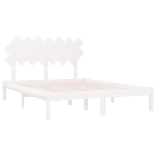 Sengeramme 150x200 cm King Size massivt træ hvid