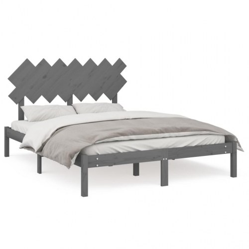 Sengeramme 150x200 cm King Size massivt træ grå