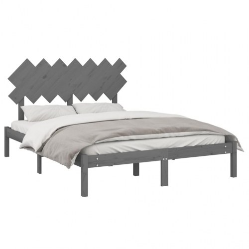 Sengeramme 150x200 cm King Size massivt træ grå