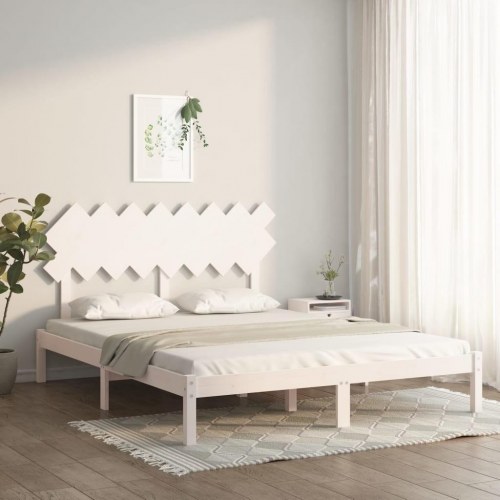 Sengeramme 160 x 200 cm i massivt fyrretræ - hvid