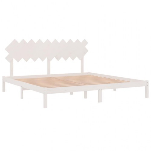 Sengeramme 200 x 200 cm i massivt fyrretræ - hvid