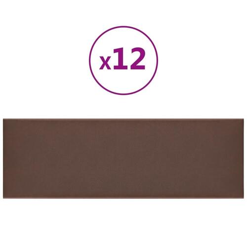 Vægpaneler 12 stk. 90x30 cm 3,24 m² kunstlæder brun