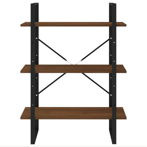 Bogreol m. 5 hylder 80x30x175 cm konstrueret træ brun eg
