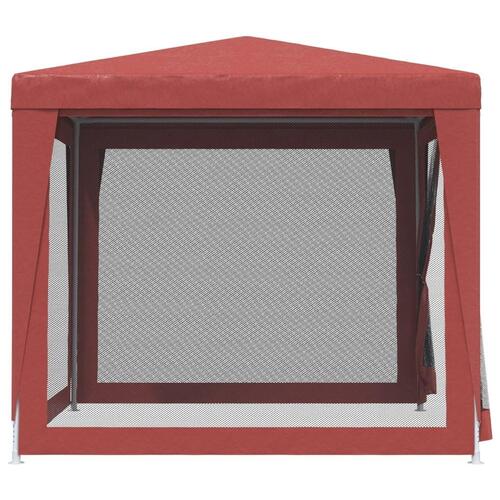 Festtelt med 4 sidevægge 2,5x2,5 m trådnet HDPE rød