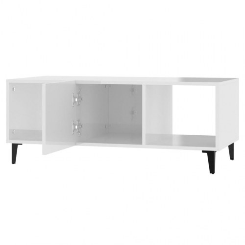 Sofabord 102x50x40 cm konstrueret træ hvid højglans