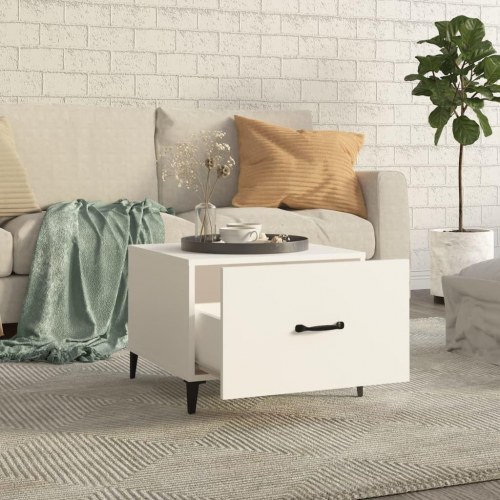 Sofabord med metalben 2 stk. 50x50x40 cm hvid