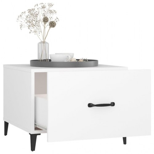 Sofabord med metalben 2 stk. 50x50x40 cm hvid