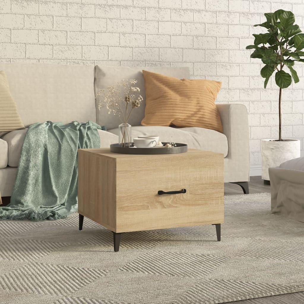 Sofabord Med Metalben 50x50x40 Cm Sonoma Eg