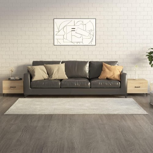 Sofaborde med metalben og skuffe 2 stk. 50 x 50 x 40 cm - sonoma-eg