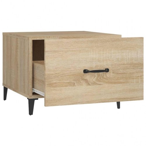 Sofaborde med metalben og skuffe 2 stk. 50 x 50 x 40 cm - sonoma-eg