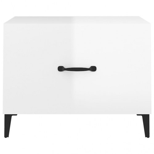 Sofaborde med skuffe 2 stk. 50 x 50 x 40 cm - hvid højglans