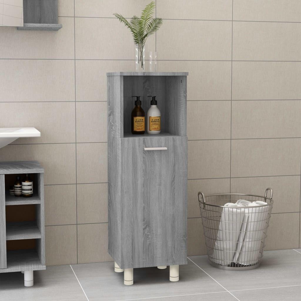 Badeværelsesskab 30x30x95 cm konstrueret træ grå sonoma-eg