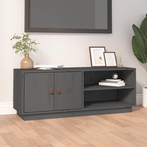 Tv-bord i massivt fyrretræ - grå 105×34×40 cm