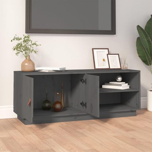 Tv-bord i massivt fyrretræ - grå 105×34×40 cm