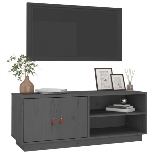 Tv-bord i massivt fyrretræ - grå 105×34×40 cm