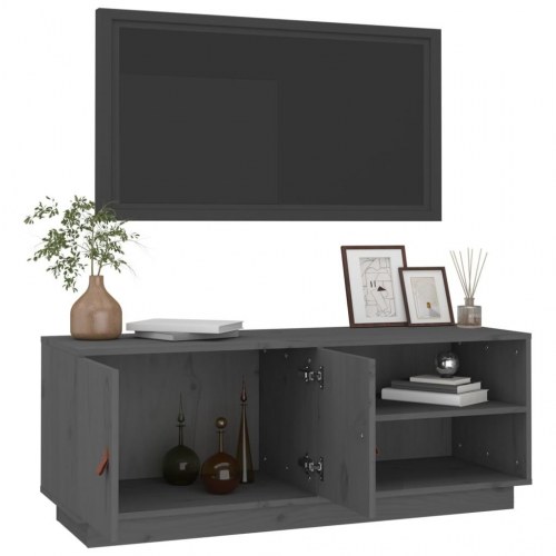 Tv-bord i massivt fyrretræ - grå 105×34×40 cm