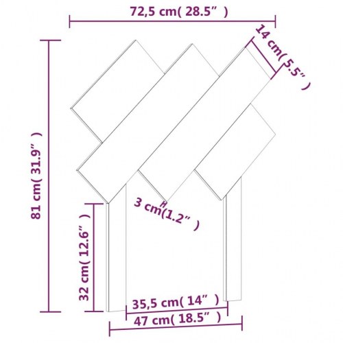 Sengegavl i massivt fyrretræ 72,5 x 3 x 81 cm - gyldenbrun