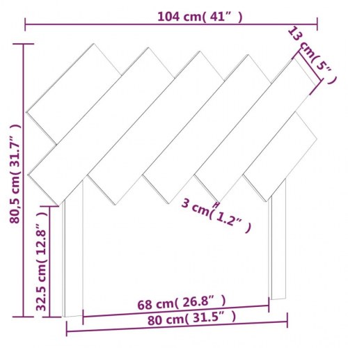 Sengegærde 104 x 3 x 80,5 cm massivt fyrretræ - gyldenbrun