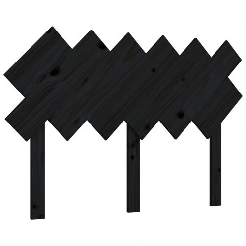 Sengegavl i massivt fyrretræ - sort, 122,5 x 3 x 80,5 cm