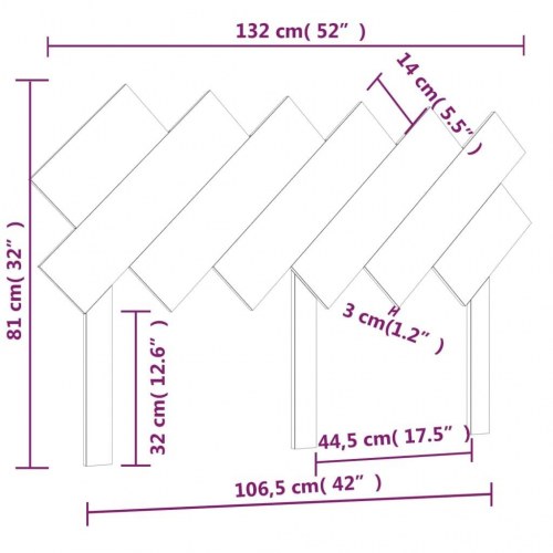 Sengegavl i massivt fyrretræ 132 x 3 x 81 cm
